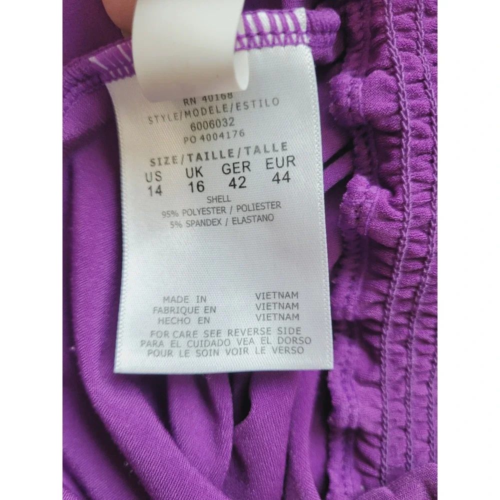 Magicsuit Swim Top Womens 14 Tankini Purple Smocked Blouson Adjustable Straps